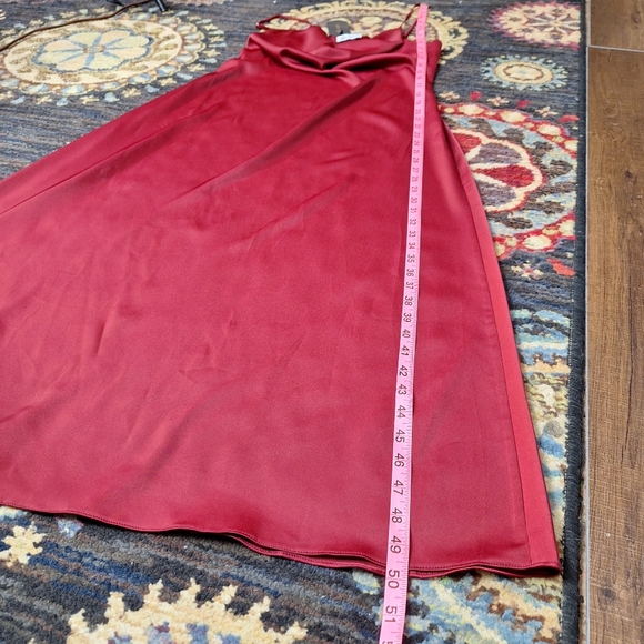 NWT Labera 100% Silk A-Line Cowl Neck Dress Burgundy Sz L with Belt - Picture 10 of 13